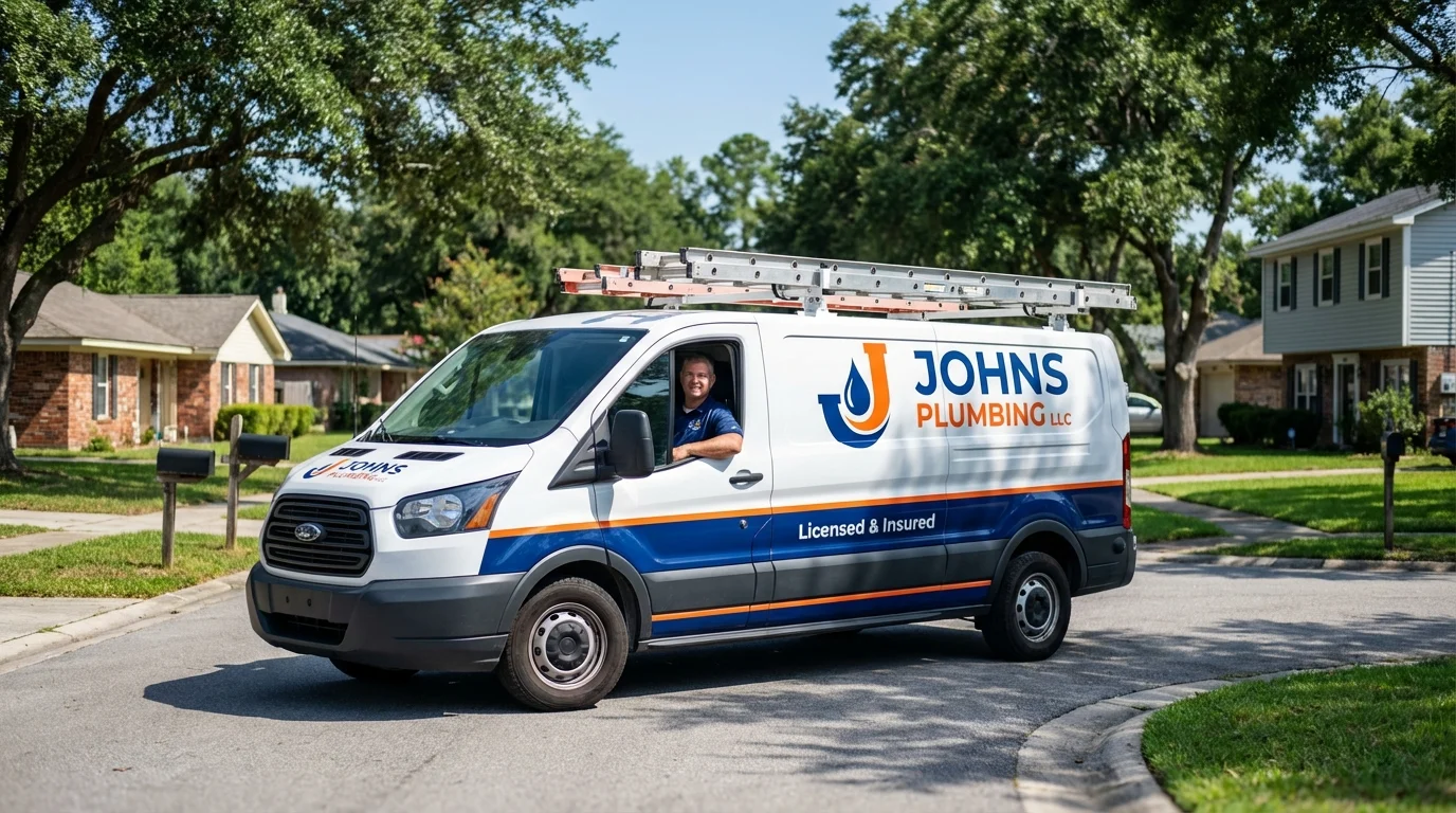Johns Plumbing LLC service van in Houghton Lake, MI