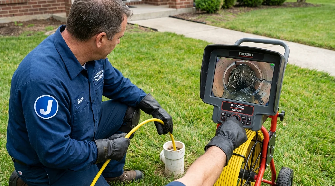 Sewer camera inspection being performed by Johns Plumbing LLC in Houghton Lake
